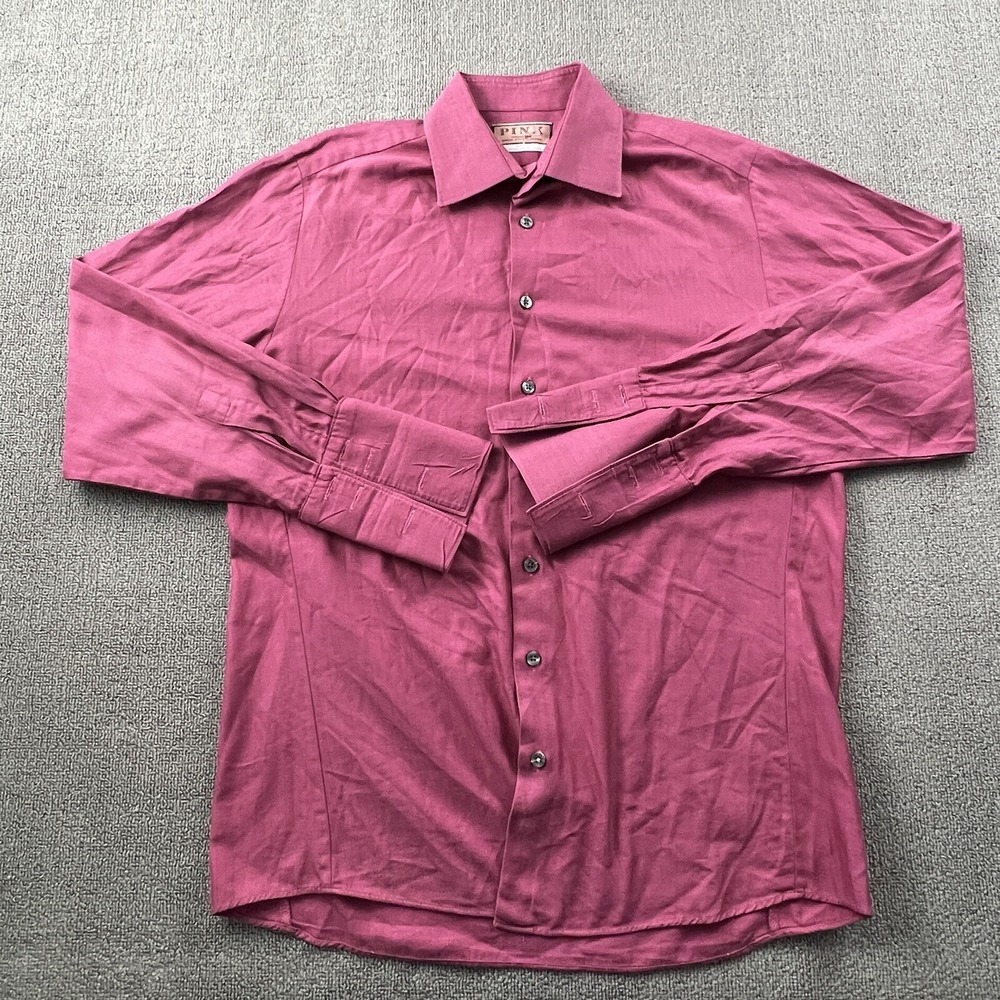 Thomas Pink Shirt Adult Size 16/41 Pink Button Up Long Sleeve Formal Casual Men'